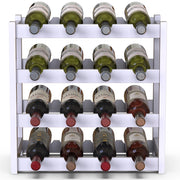 Porta Bottiglie Cantinetta Legno Bambù 4Piani 16 Scomparti 43x25 H43cm Casa Bar