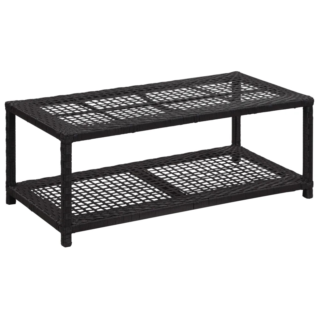 Scarpiera con Panchina Nera 80x40x30 cm in Polyrattan cod mxl 49112
