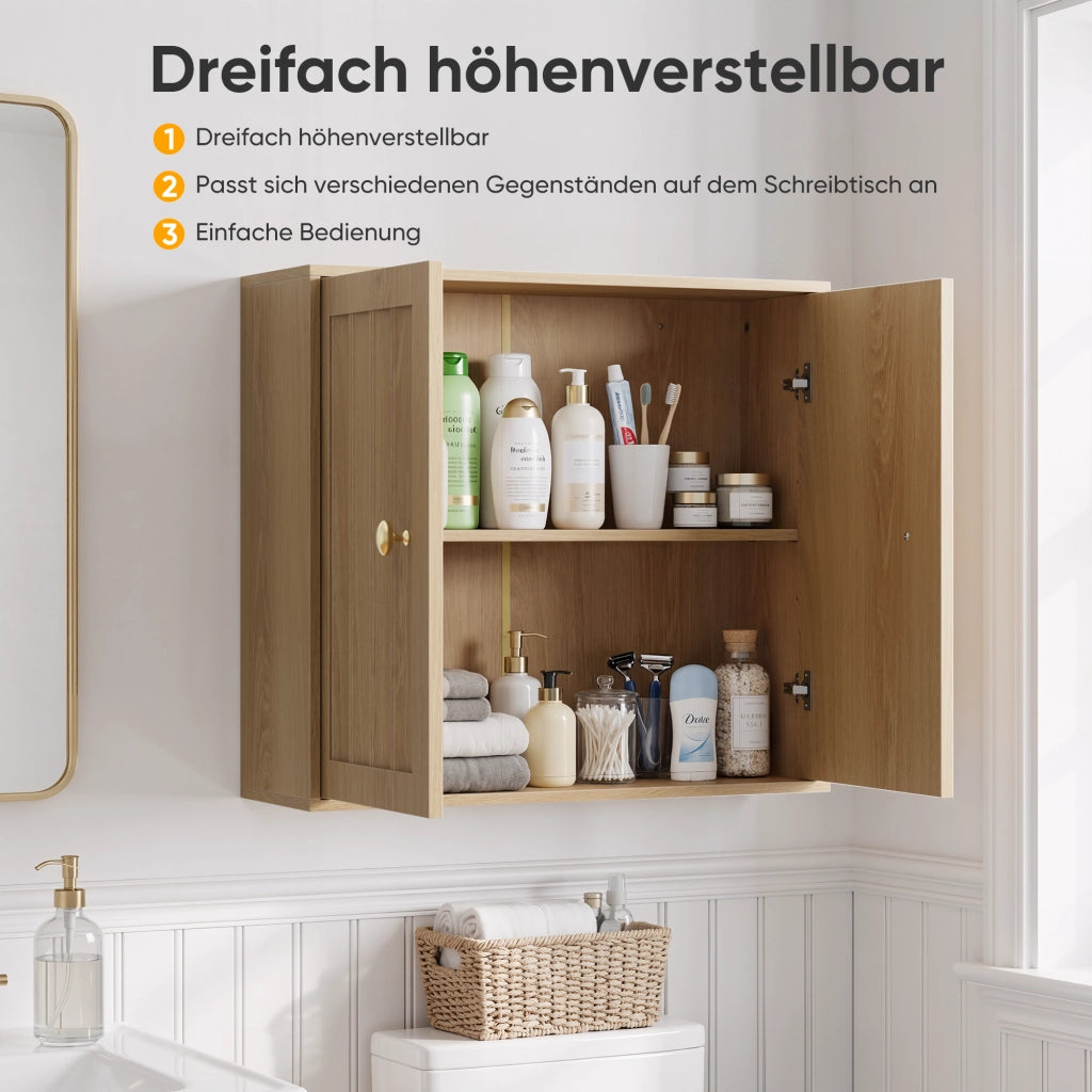 ARMADIO DA BAGNO A PARETE 61,5x20x56 cm Rovere a 2 ante