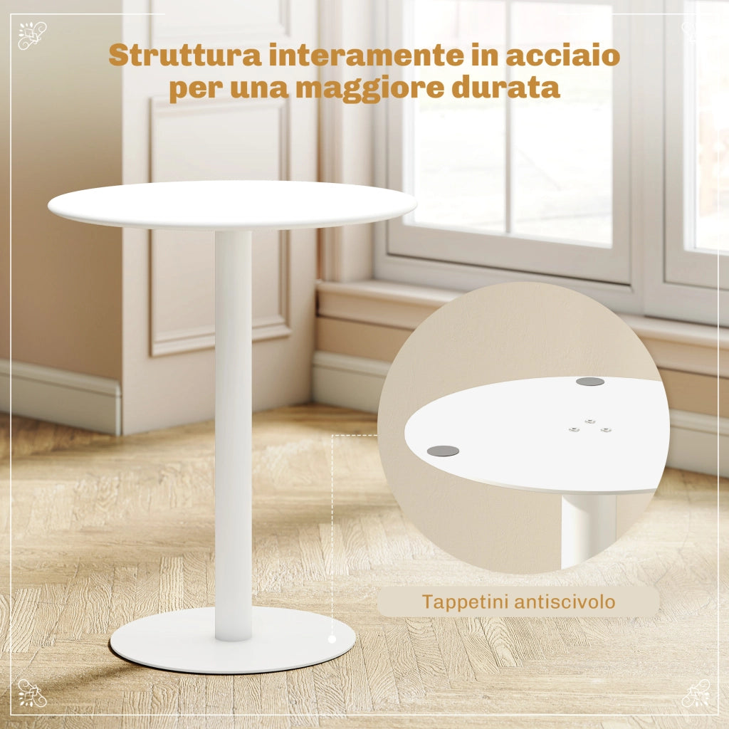 Tavolo da pranzo rotondo per 2 persone ¨C zephmum ¨C acciaio, bianco, ?60x72 cm
