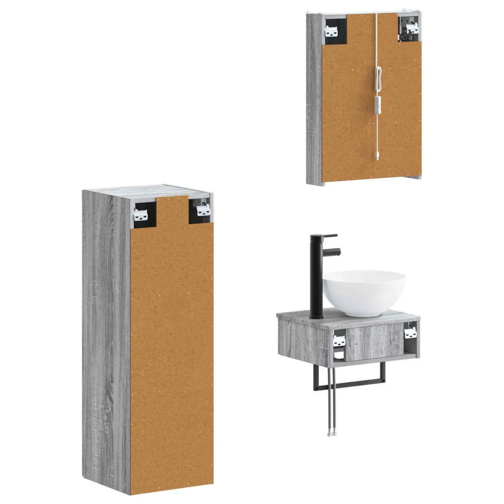 Set di Armadi da Bagno 4 pcs Sonoma grigio 43 x 11,5 x 60,5 cm 3407380