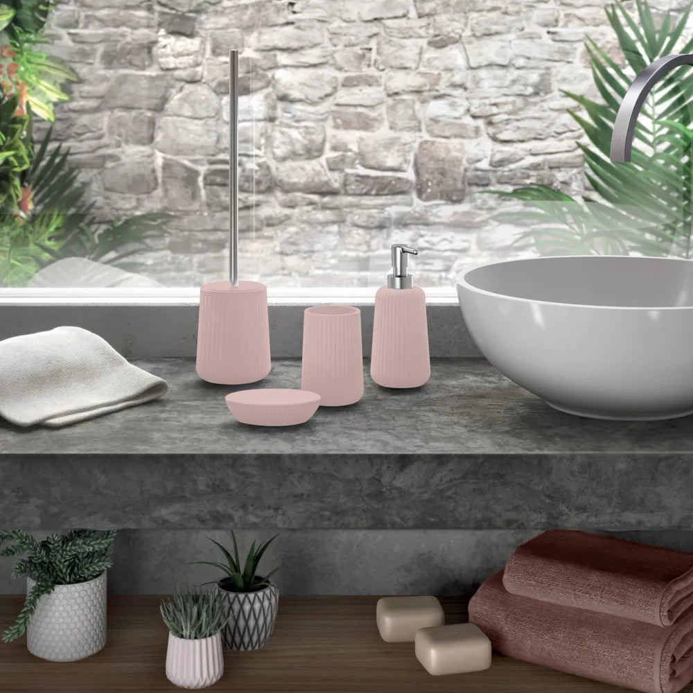 Portaspazzolini Gedy in ceramica rosa | Marika