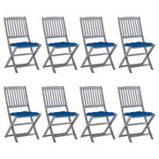 Sedie da Giardino Pieghevoli 8 pz con Cuscini Massello Acacia cod mxl 8558