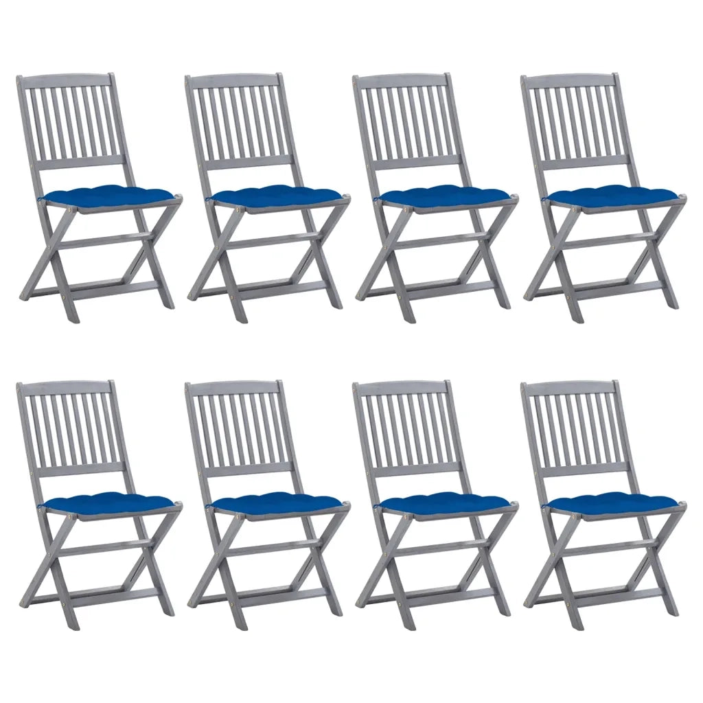 Sedie da Giardino Pieghevoli 8 pz con Cuscini Massello Acacia cod mxl 8558