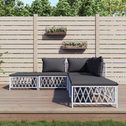 Set Salotto da Giardino 5 pz con Cuscini in Acciaio Bianco 3186882