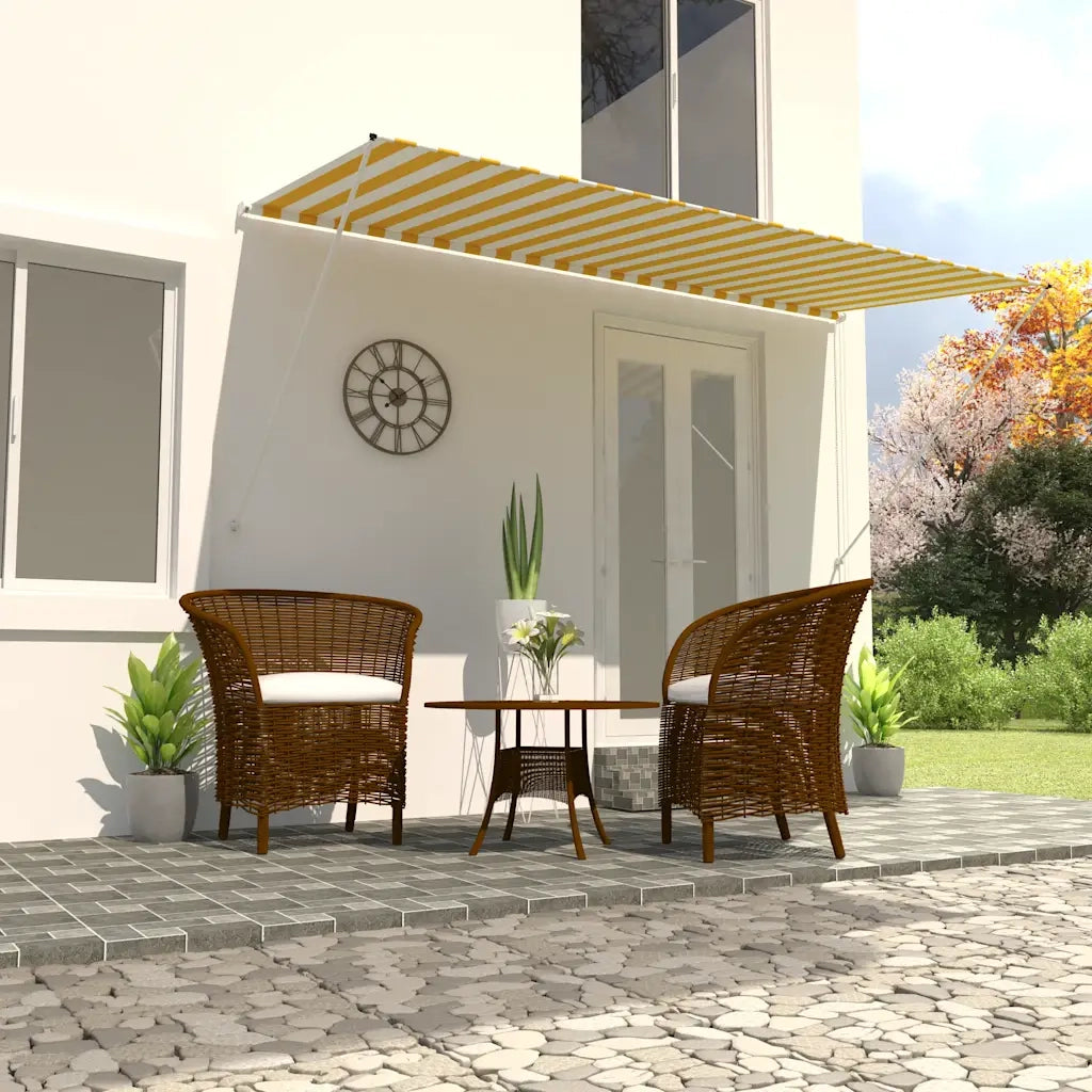 Tenda da Sole Retrattile 400x150 cm Giallo e Bianco 143757