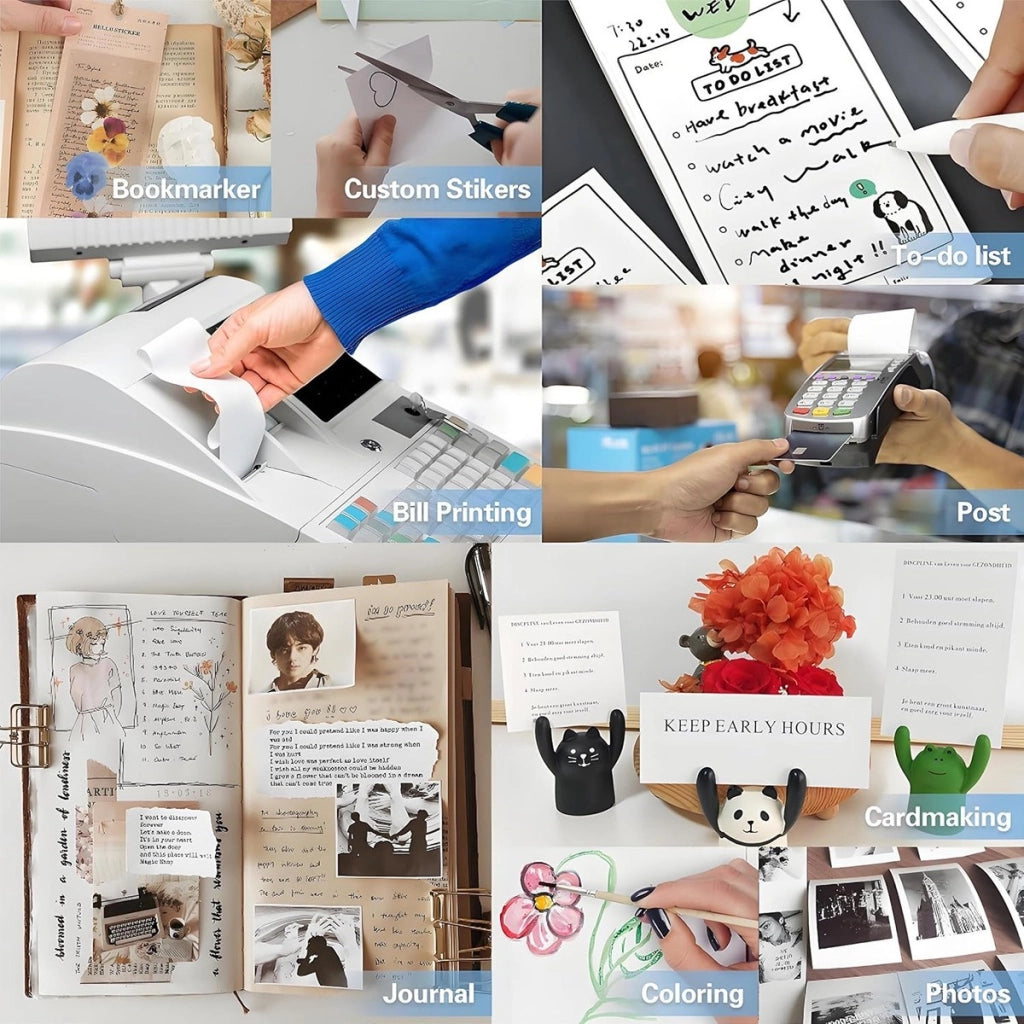 SET 10 ROTOLI CARTA TERMICA 57X25 MM PER MINI STAMPANTE ADESIVA ROTOLO FOTO