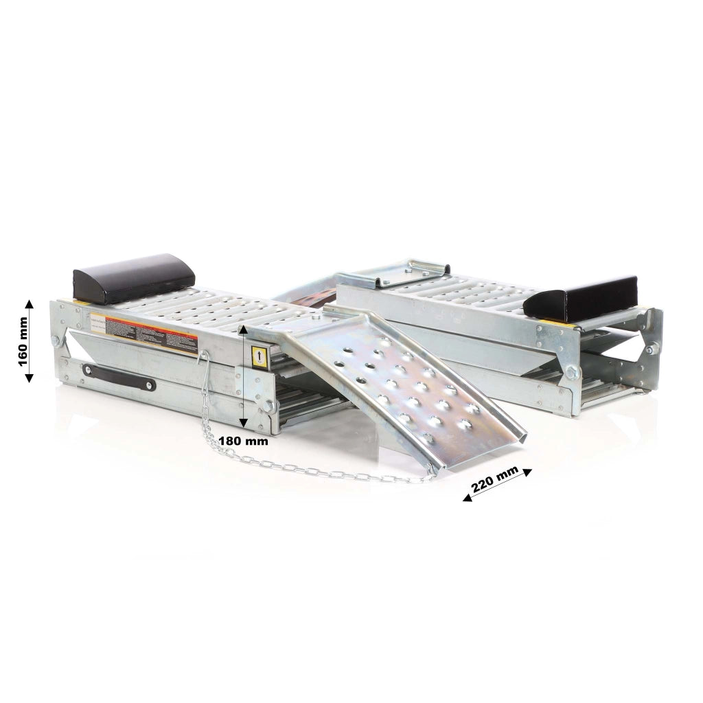 Set rampe pieghevoli 2x 800 kg in acciaio 2in1 per carico e manutenzione