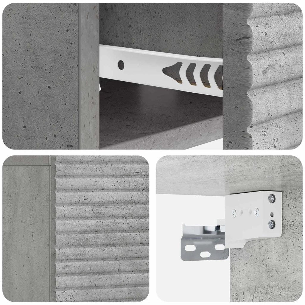 Comodino | Armadio da Notte | Mobiletto da notte a muro Grigio Cemento 49 x 34,5 x 20 cm