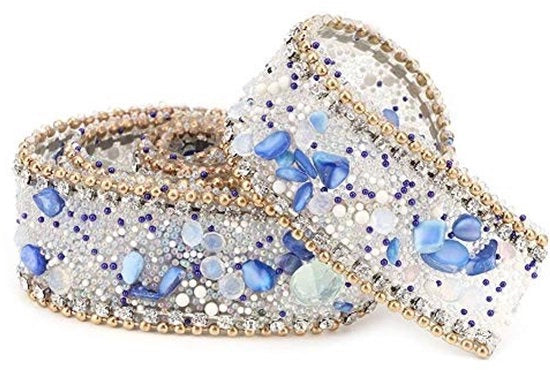Decorazione a Nastro Cristallino 2,5 cm - Fili di Decorazione - Adesivo per Cucito - Fustella Rotolabile - Accessori di Abbigliamento - Collana con Pendenti in Oro - Fili di Decorazione Decorativi