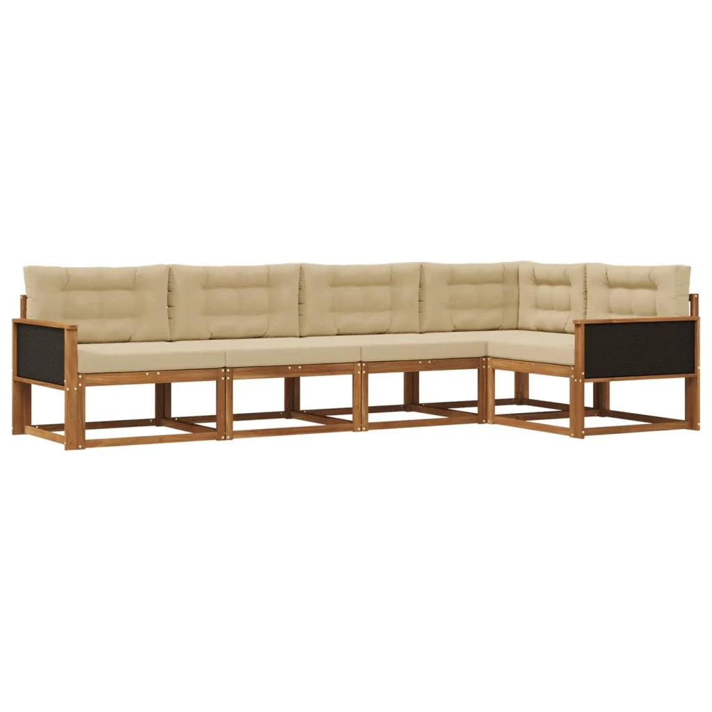 Set di divani da esterno 5 pz Naturale e Beige 3382556