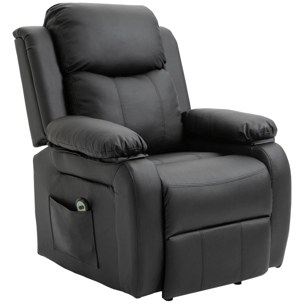 Poltrona Reclinabile Elettrica Massaggiante con Tappetino e Telecomando ¨C Zephmum ¨C Nero 76x90x105cm