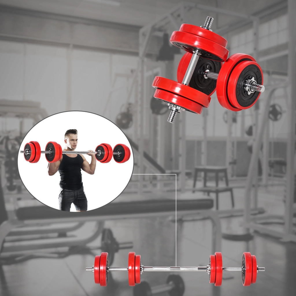 Set di manubri regolabili 20 kg 2 in 1 ¨C zephmum ¨C Nero e Rosso