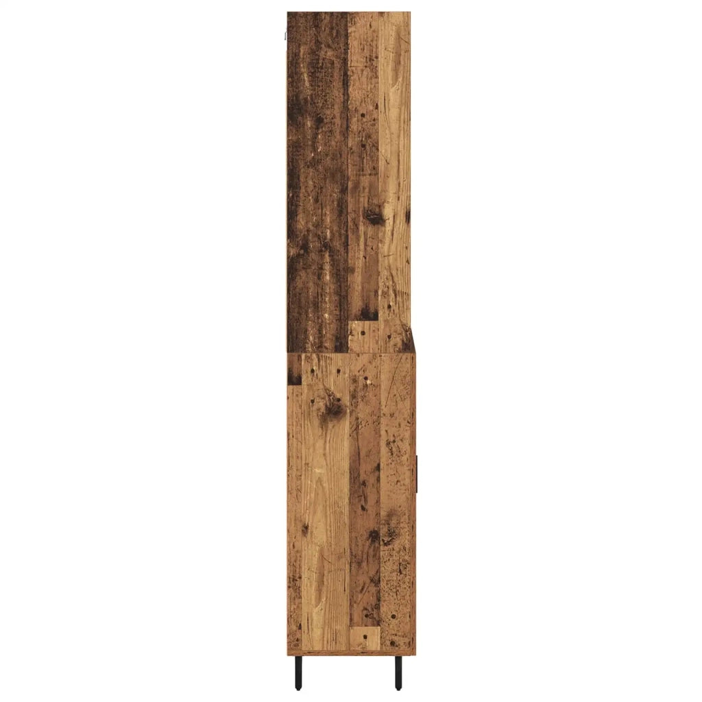 Credenza 2 pz-Set di 2 Buffet-Armadio da cucina Legno vecchio Legno Stratificato e Vetro 620191