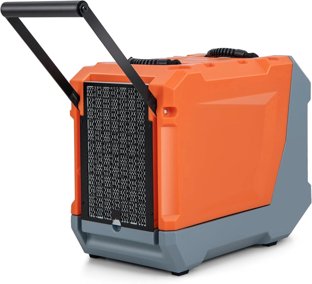Deumidificatore Commerciale 85 L/Giorno, Deumidificatore con Pompa e Tubo di Scarico, Sbrinamento Automatico, 2 Ruote e Maniglia Pieghevole, Timer 24H, per Cantina Magazzino (Arancione)