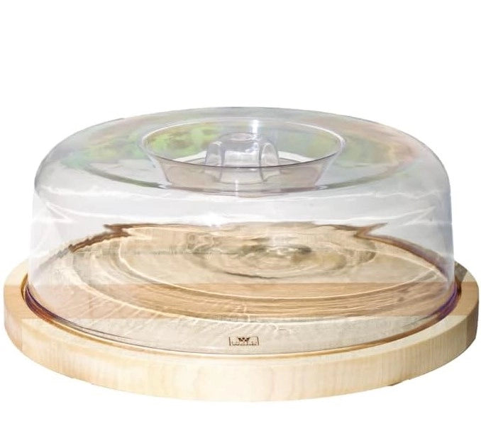PORTA FORMAGGIO REALIZZATO IN LEGNO DI FAGGIO TONDO DIAMETRO 26.5 CM CAMPANA IN PLASTICA