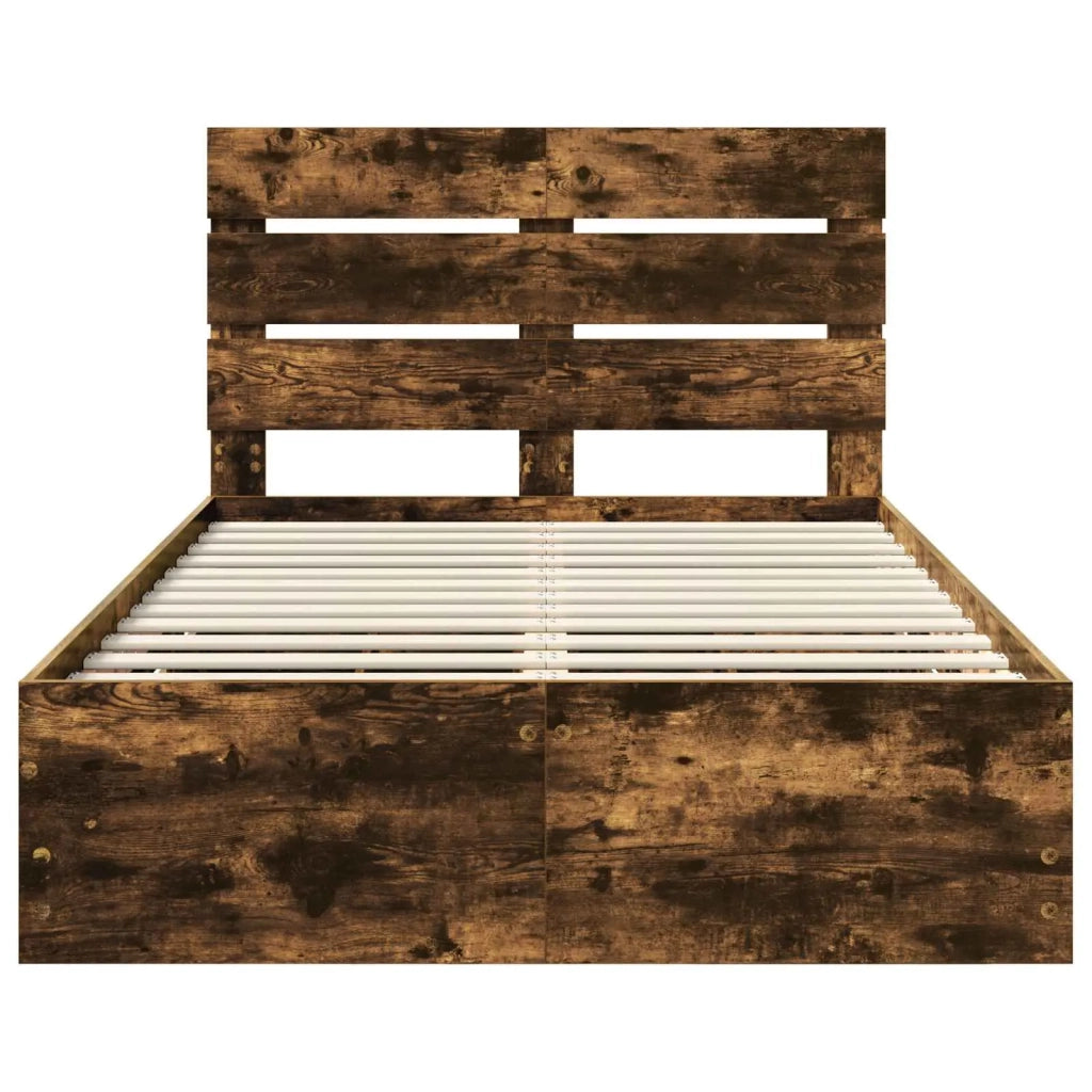 Letto matrimoniale | Letto per adulti | Struttura del letto con cassetto Rovere fum¨¦ 120 x 200 cm
