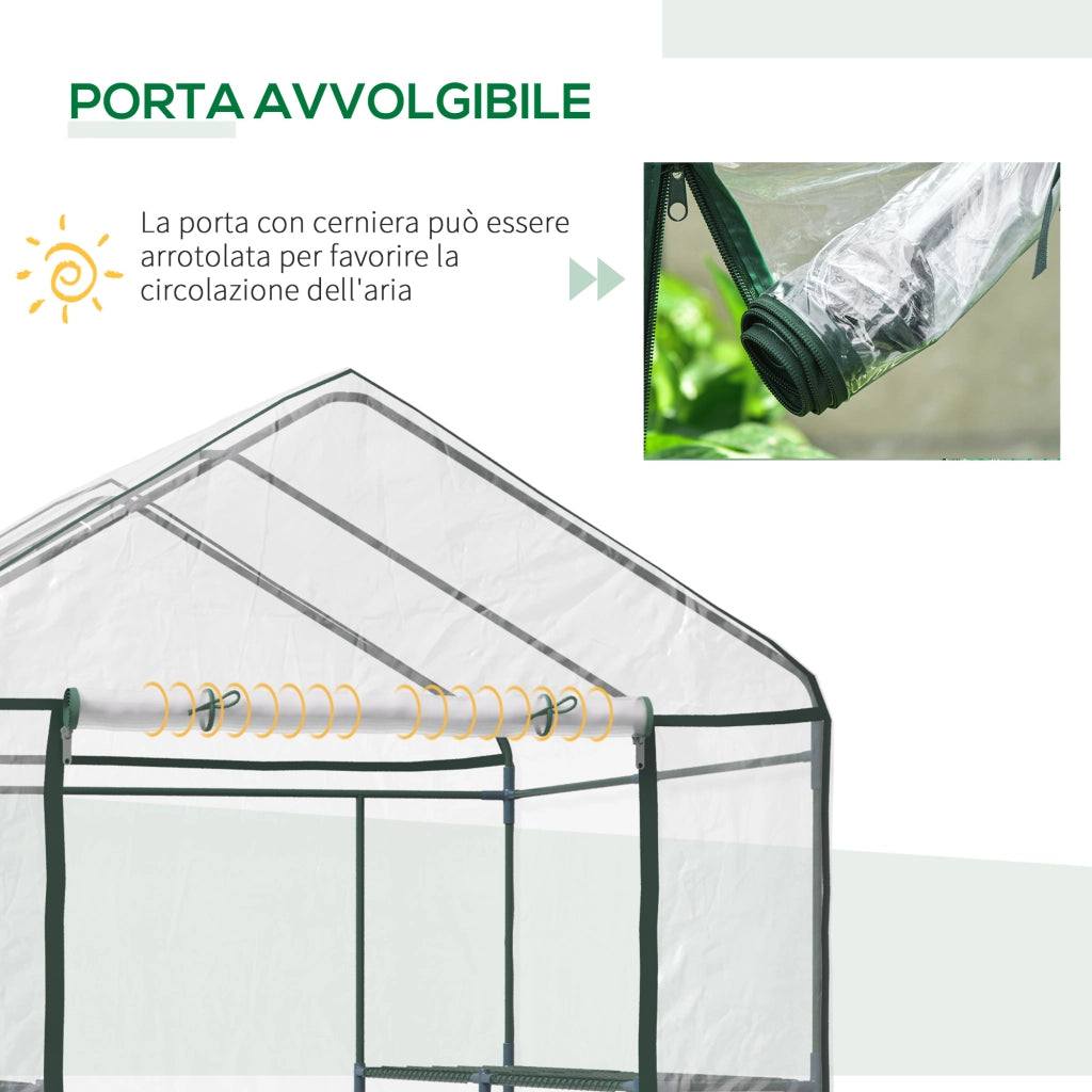 EasyComfort Serra da Giardino Esterno in PVC Trasparente, Serra da Balcone con Scaffali per Piante Orto 1.43 x 1.43 x 1.95m