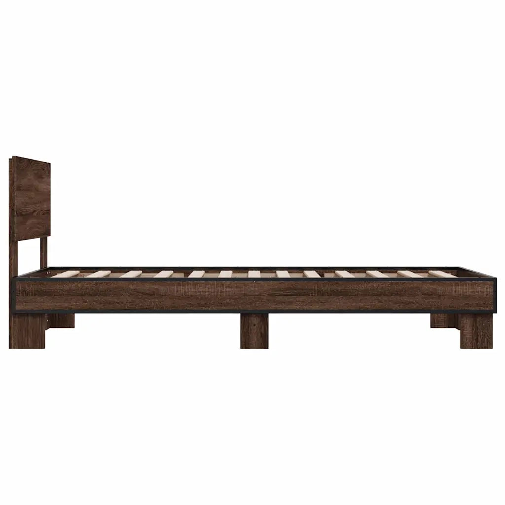 Giroletto-Struttura Letto Rovere Marrone 90x200 cm Legno Multistrato e Metallo 490160