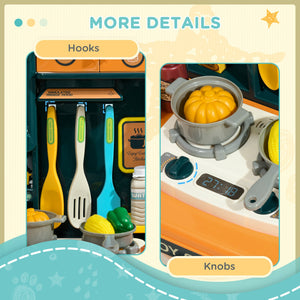 Cucina Giocattolo per Bambini 55x23x74,5 cm 77 Pezzi Verde e Arancione