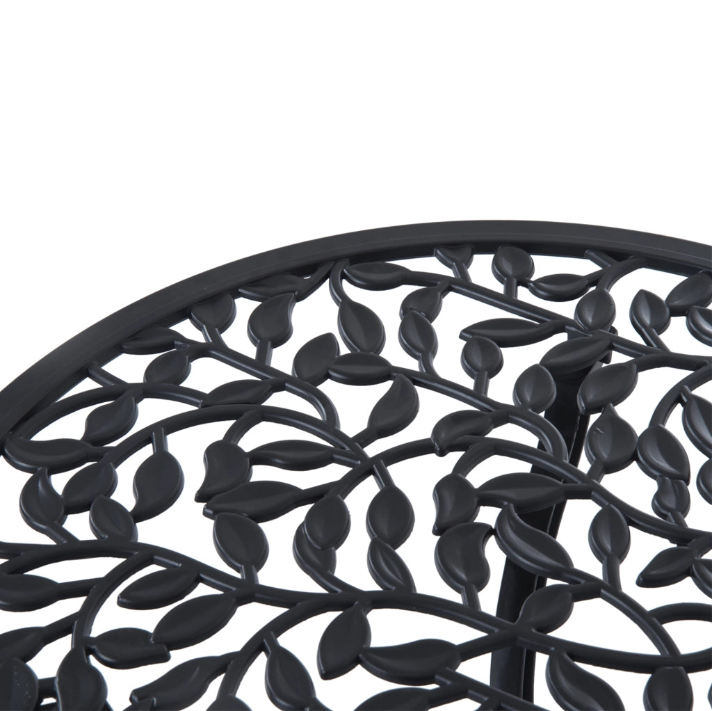 Bistrot set da 3 pezzi per esterni in alluminio nero; tavolo 60x60x65 cm