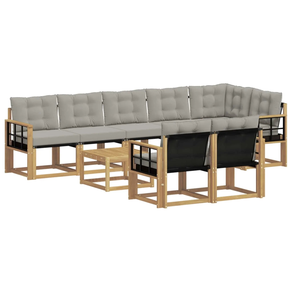 Set di divani da esterno 9 pz Bianco e Grigio Chiaro 3389625