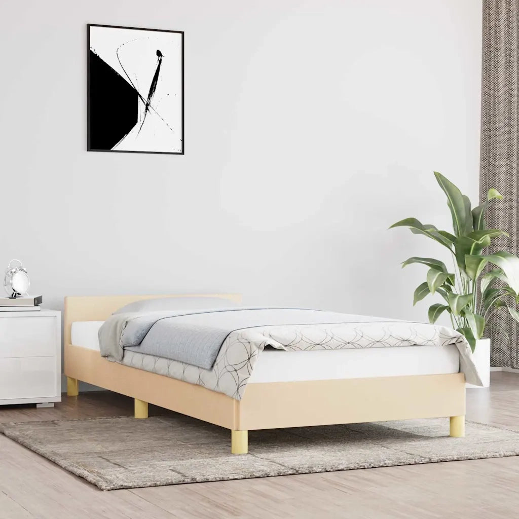 Giroletto con Testiera senza Materasso Crema 90x190 cm Tessuto 347380