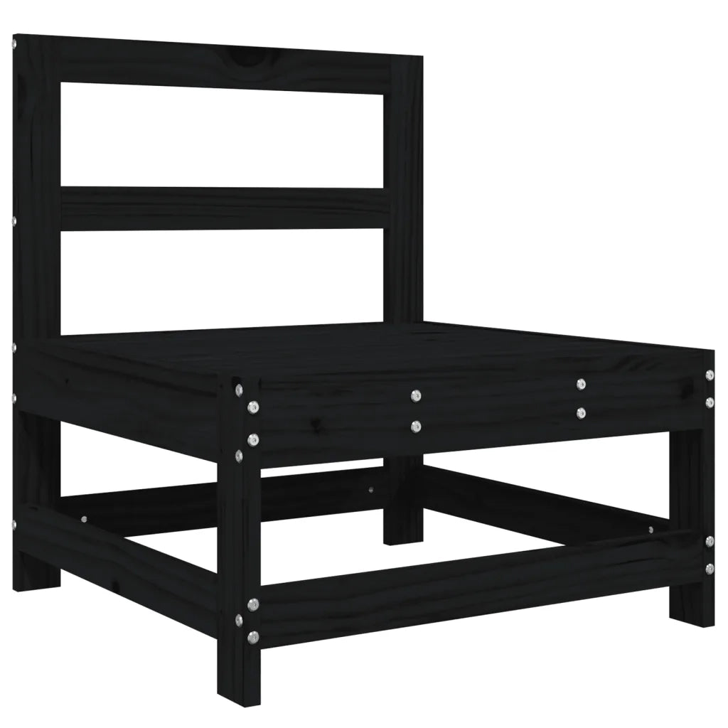 Set Salotto da Giardino 3 pz Nero in Legno Massello di Pino 825531