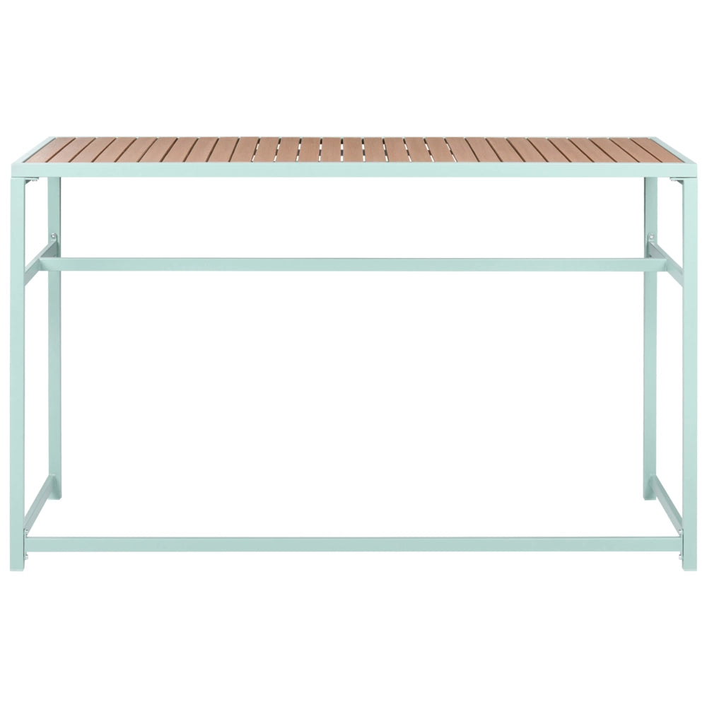 Tavolo da pranzo moderno da giardino in acciaio e polipropilene verde chiaro 150 x 50 cm per interni ed esterni