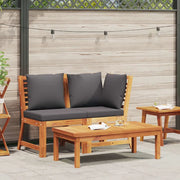 Salotto da Giardino-Set Divani Giardino 3pz Cuscini Grigio Scuro Acacia Massello