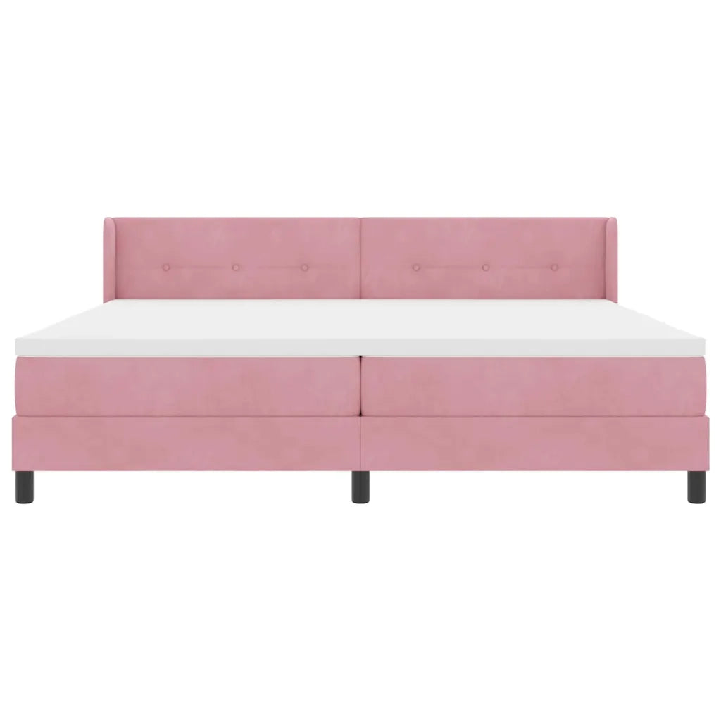 Letto a molle con materasso Rosa 200 x 200 cm Poliestere