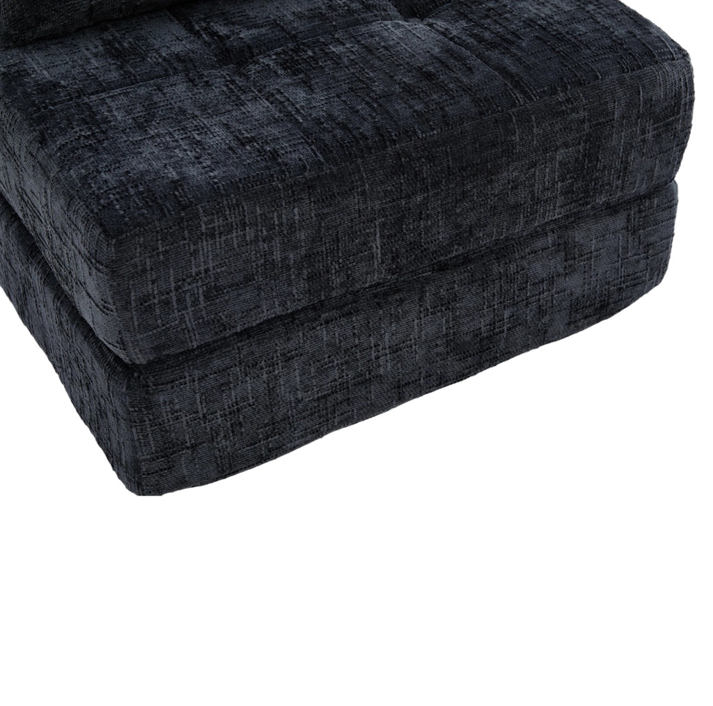 Divano letto pieghevole in ciniglia nero 79x79x57 cm
