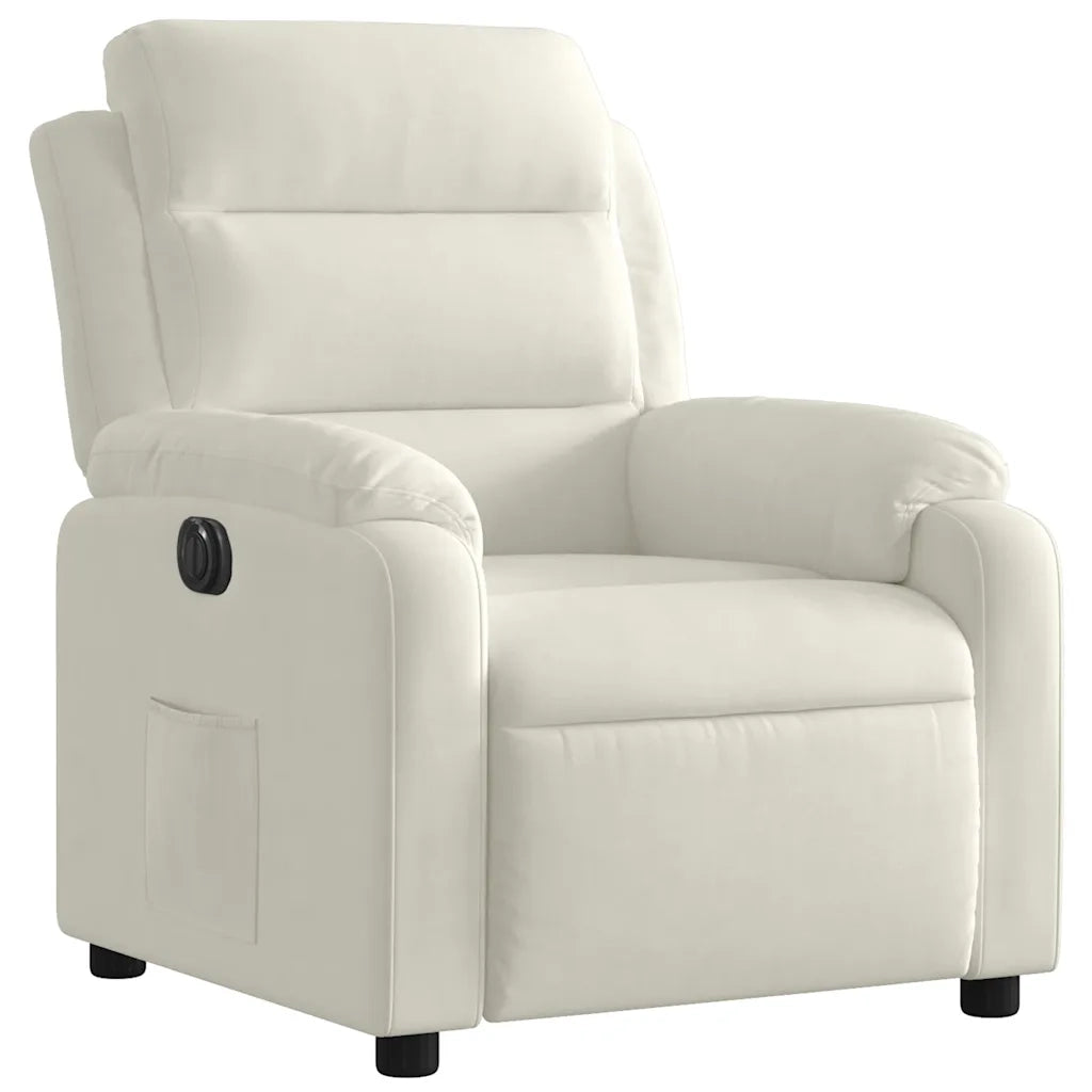 Poltrona Elettrica Reclinabile Crema in Velluto 3205079
