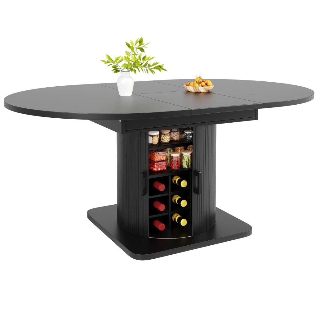 Tavolo allungabile 118x118x76 cm con ampio vano contenitore; MDF e metallo; nero