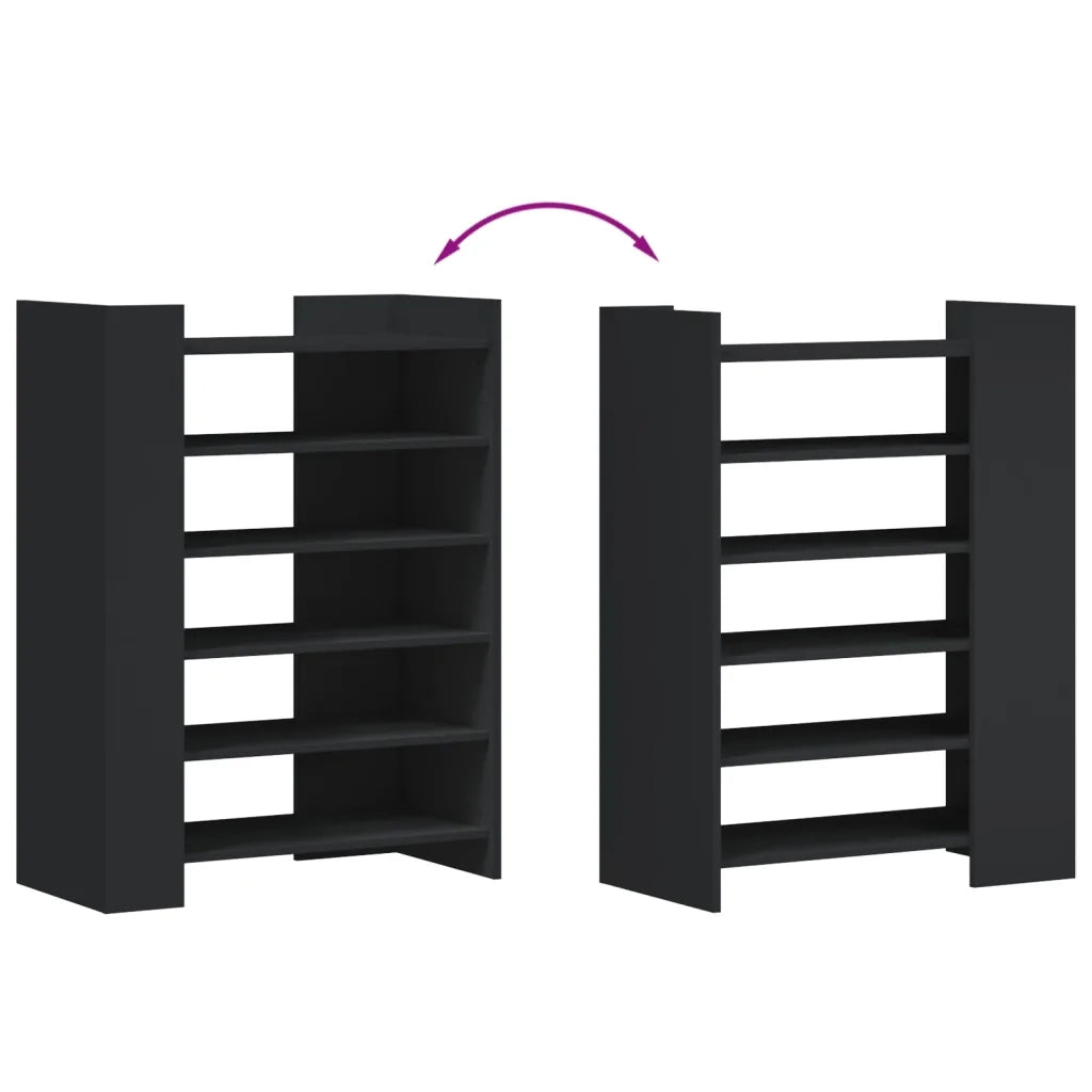 Scarpiera-Scaffale per scarpe Nera 74,5x37,5x100 cm in Legno Multistrato