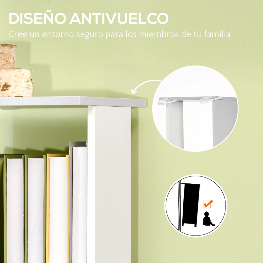 Libreria a S con 5 Ripiani per Libri ¨C zephmum ¨C 33x28x161 cm Bianco Grigio