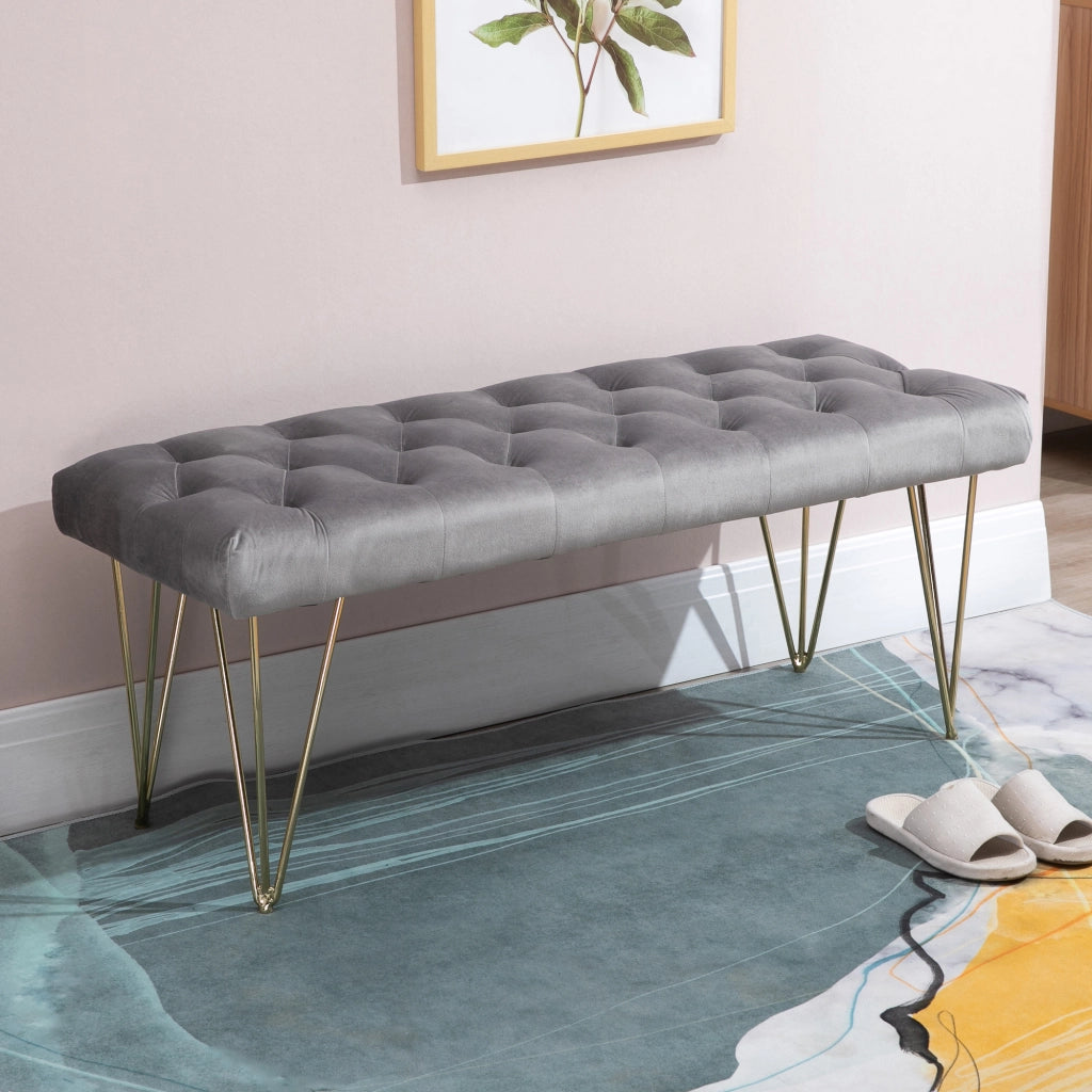 Panca Imbottita con Cassetti per Letto ¨C Zephmum ¨C Grigio 116x44,5x49 cm