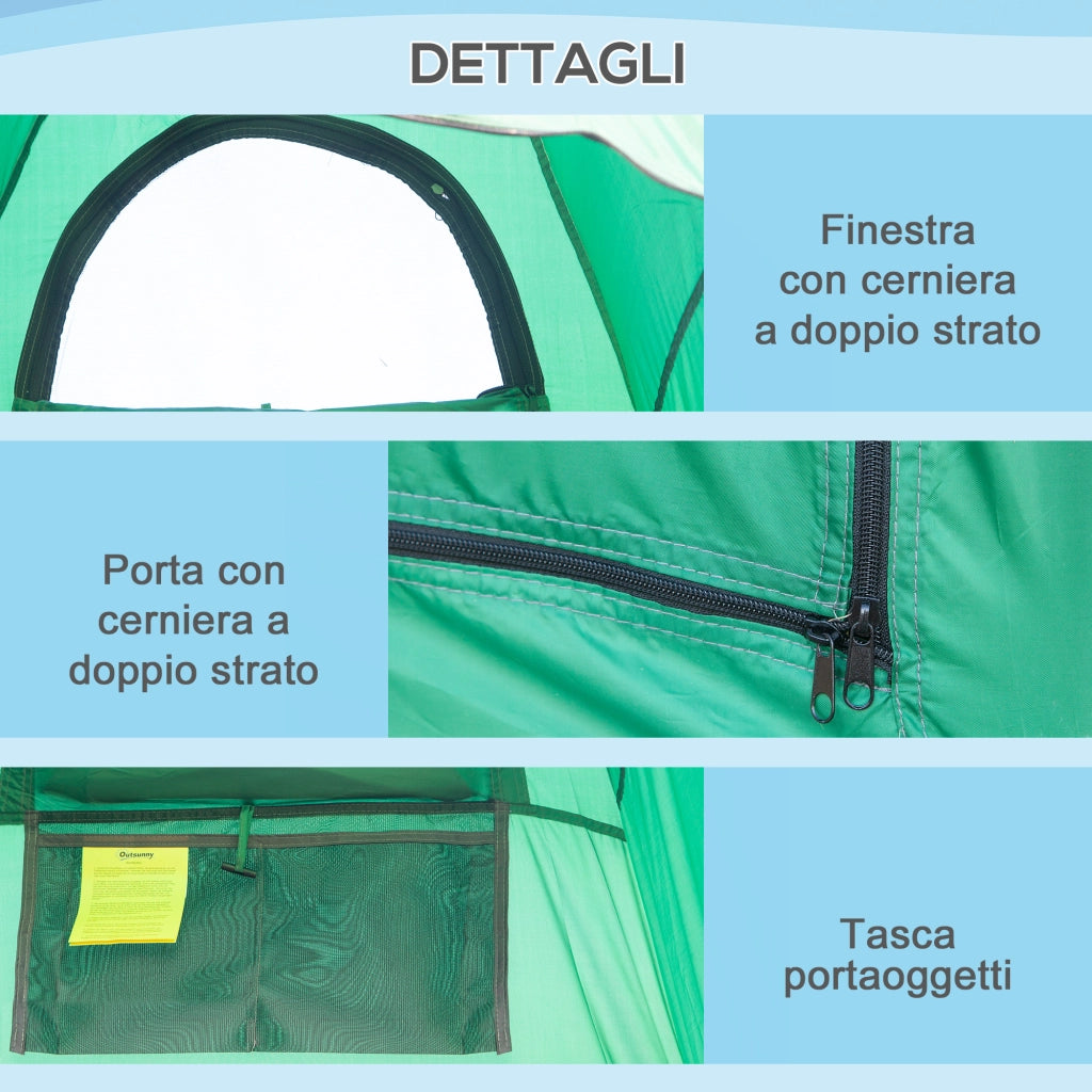 Tenda da Doccia con Ingresso a Cerniera ¨C zephmum ¨C Verde 122x122x213 cm