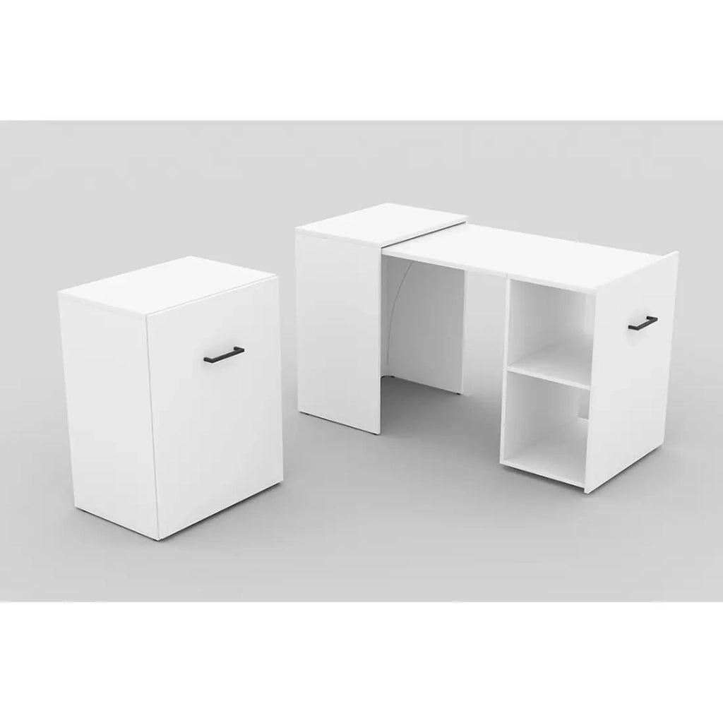 Scrivania pieghevole per piccoli spazi, collezione FLIP, colore bianco.