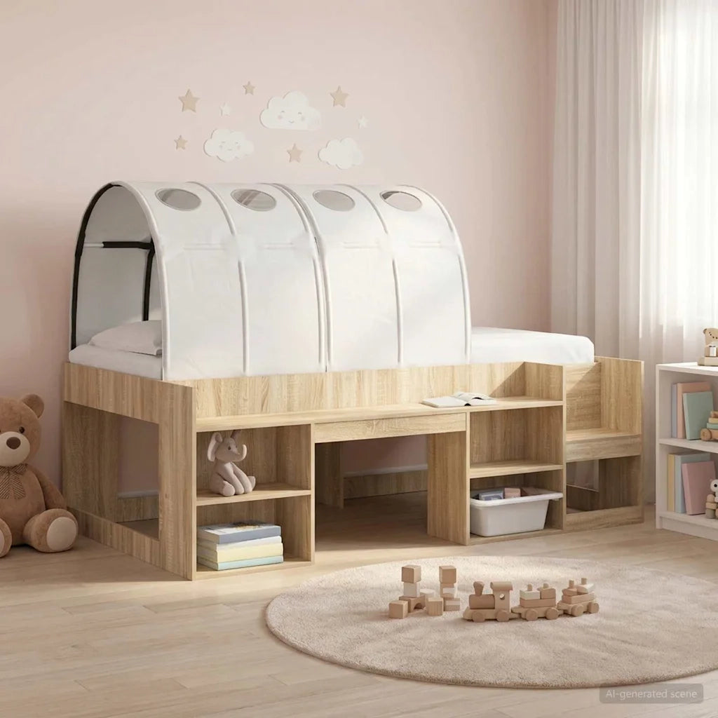 Tunnel per Letto 2 pcs Bianco 211 x 67.5 x 2 cm Poliestere