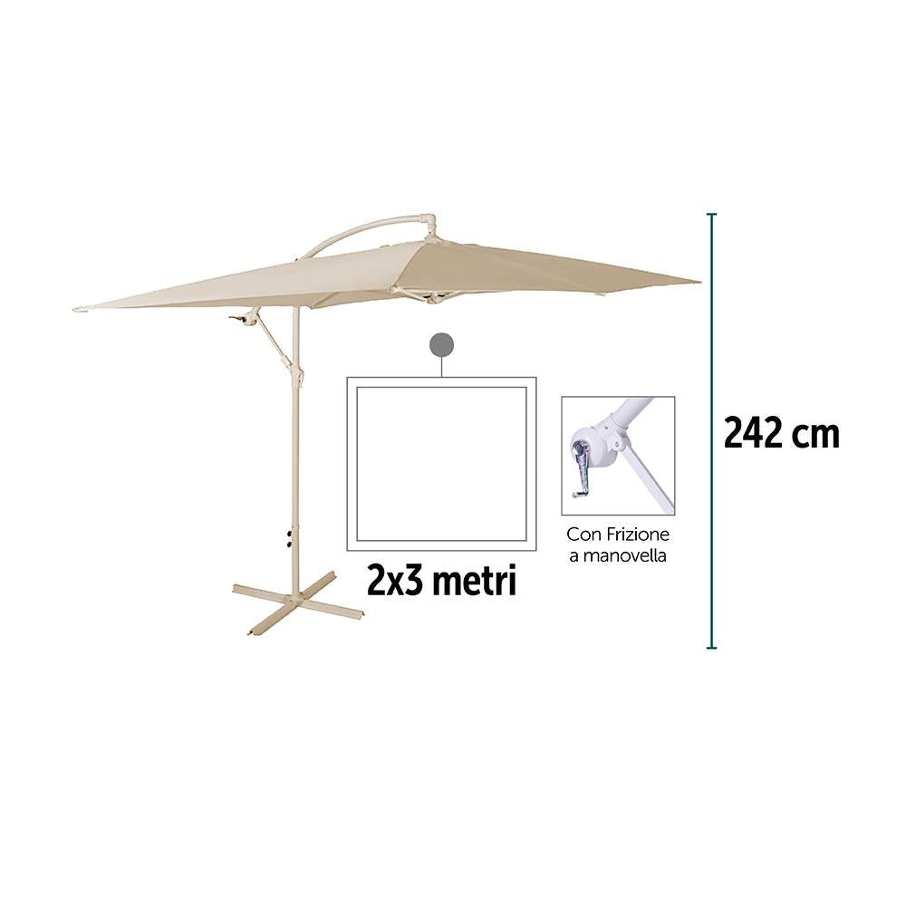 Ombrellone da Giardino con Palo Laterale Telo Sabbia Formato: 2x3