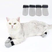Calzature antiscivolo per gatti e cani, 4 pezzi, con tasche in mesh regolabile, idonee per piccoli cani, protezione per le zampe - Grigio, M