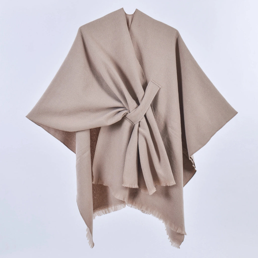 Sciarpa da donna, elegante mantello con cintura diagonale monocromatica