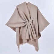 Sciarpa da donna, elegante mantello con cintura diagonale monocromatica