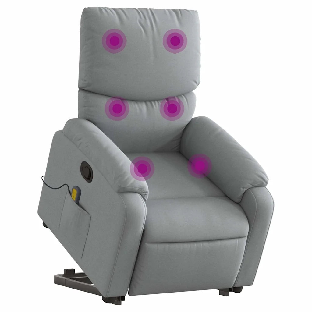Poltrona Alzapersona Massaggi Reclinabile Grigio Chiaro Tessutocod mxl 109255