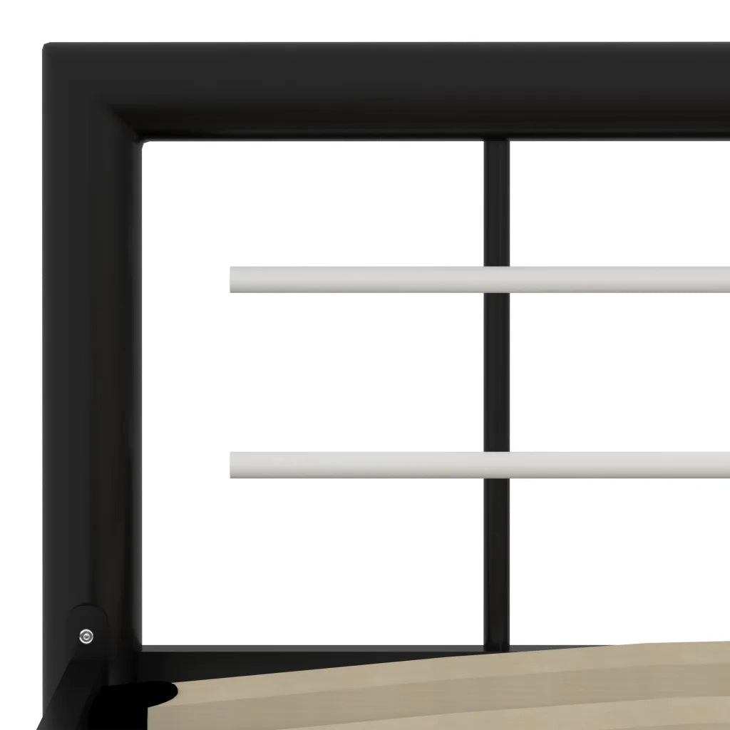 Letto matrimoniale | Letto per adulti | Giroletto Nero e Bianco in Metallo 160x200 cm