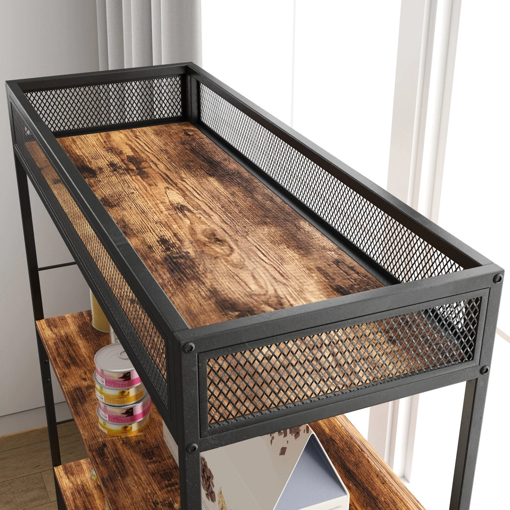 Mobile lettiera per gatti 80x48x152 cm marrone in legno, 3 ripiani