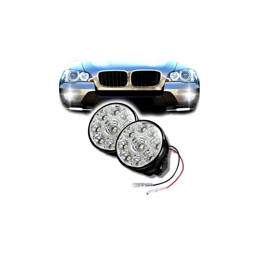Trade Shop - Faro Faretto Led Smd Auto Coppia Fari Faretti Fendinebbia Suv Luci Diurne 9 Led -