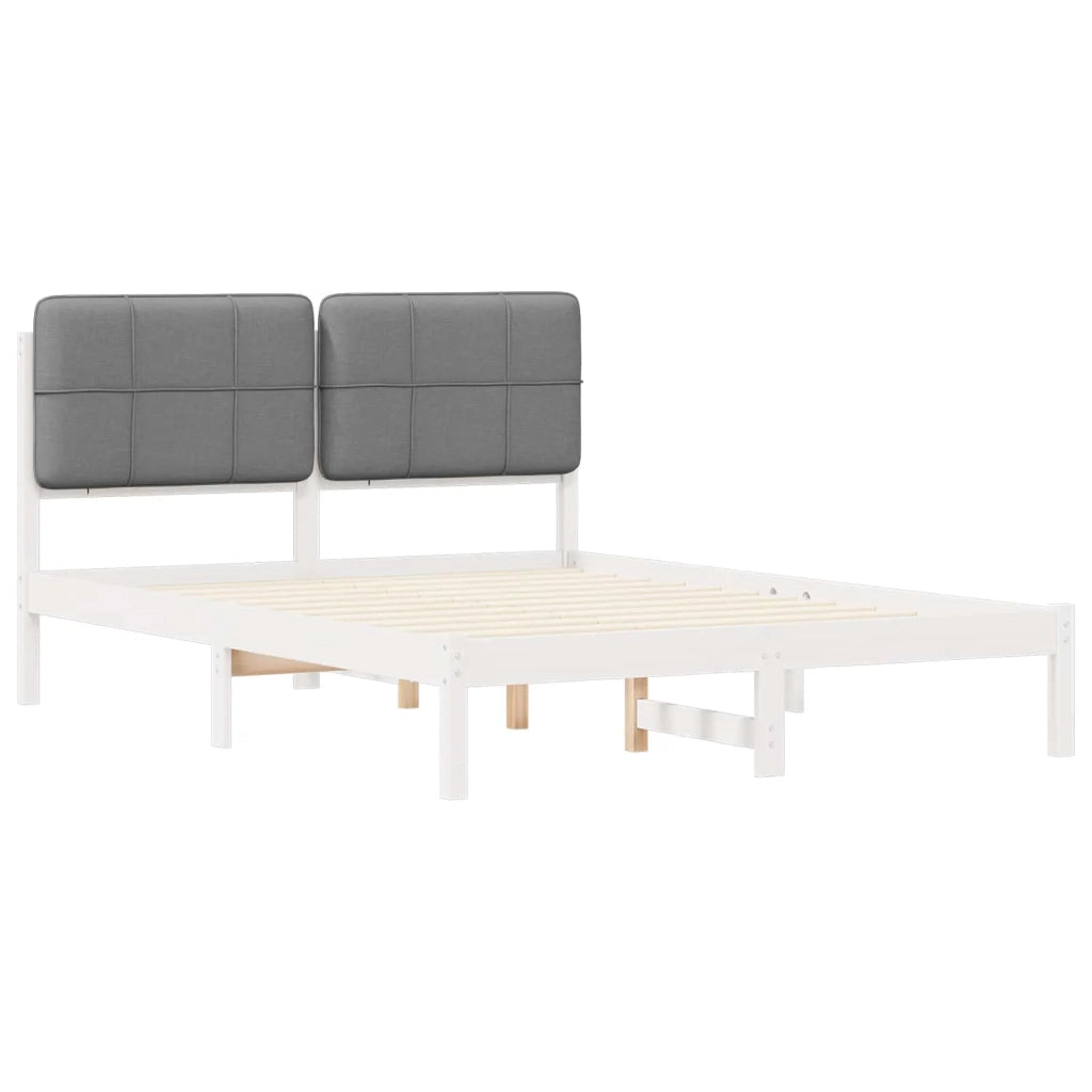 Letto con Testiera Rivestita Grigio chiaro 135 x 190 cm