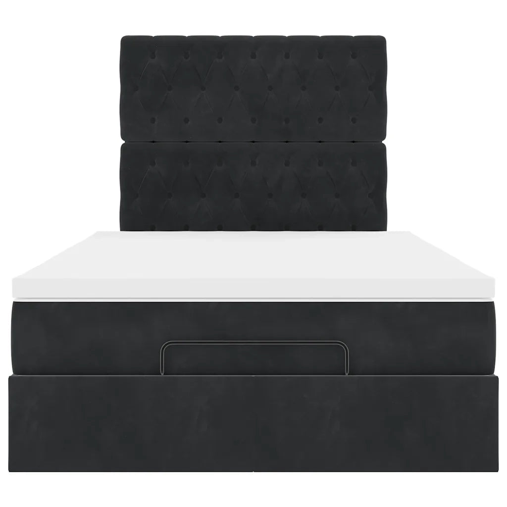vidaXL Struttura Letto Pouf con Materassi Nero 120x200 cm Velluto